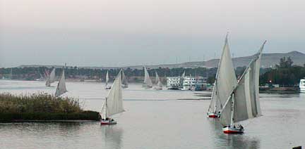 feluccas at sunset aswan