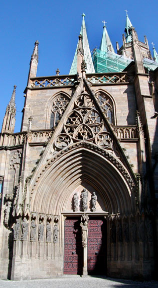 church door and spires