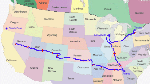 Toronto, Canada To Shady Cove, Oregon