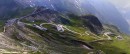 twisting road panorama * A view of the road coming up to Grossglockener Pass from the north.  The photo was taken from the Edelweiss Spitz. * 720 x 303 * (318KB)