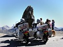 col de la bonette with bikes * The bikes in front of the sign for the Col de la Bonette.  The pass is the highest in Europe at 2802 meters (9193 feet).  It truly feels like you are at the top of world up here.  Climb to the top of the mount for a 360 degree view. * 432 x 323 * (52KB)