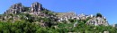 roubion panorama * This small village is literally built into the cliffs and appears to be hanging on the edge.  The village is just east of Valberg, off the D30, south of the La Bonette pass in southern  France. * 720 x 211 * (60KB)