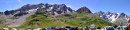 col du lautaret south panorama * A panorama of the mountains as we look south, enjoying our lunch in the outdoor cafe.     * 720 x 167 * (51KB)