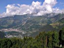 view from room seez * View into the valley from our hotel room.  The town in the valley is Bourg-St. Maurice, due south of Mont Blanc on the N90.       * 432 x 323 * (44KB)